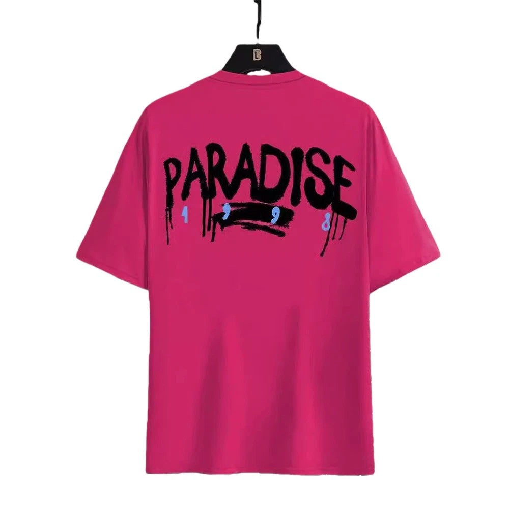 Mens Rose Colored Street Style Printed Tshirt for Vacation and Holiday