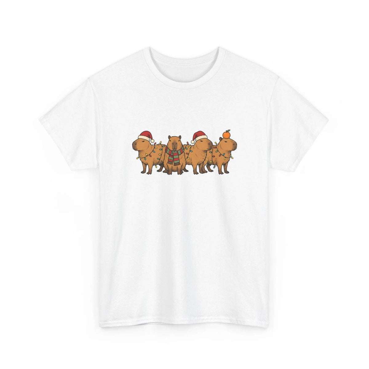 Capybara Herd Shirt Christmas Creatures Gift Women Illustration Tee Rodent