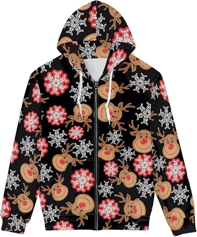 Ugly Christmas Zipper 3D Hoodie Xmas Long Sleeve HS1559