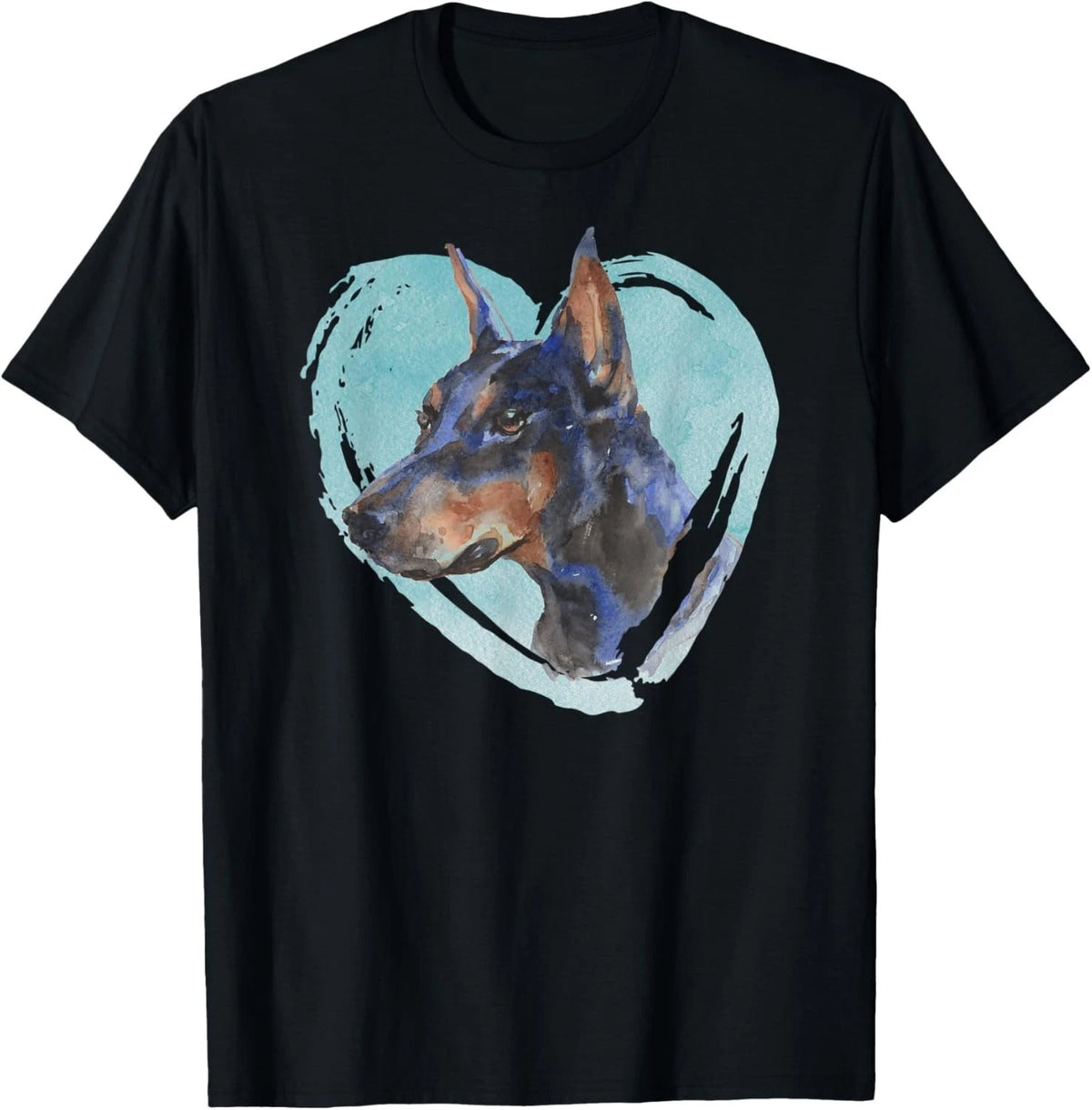 Doberman Pinscher Portrait - Watercolor Dog Graphic Gift Unisex T-Shirt