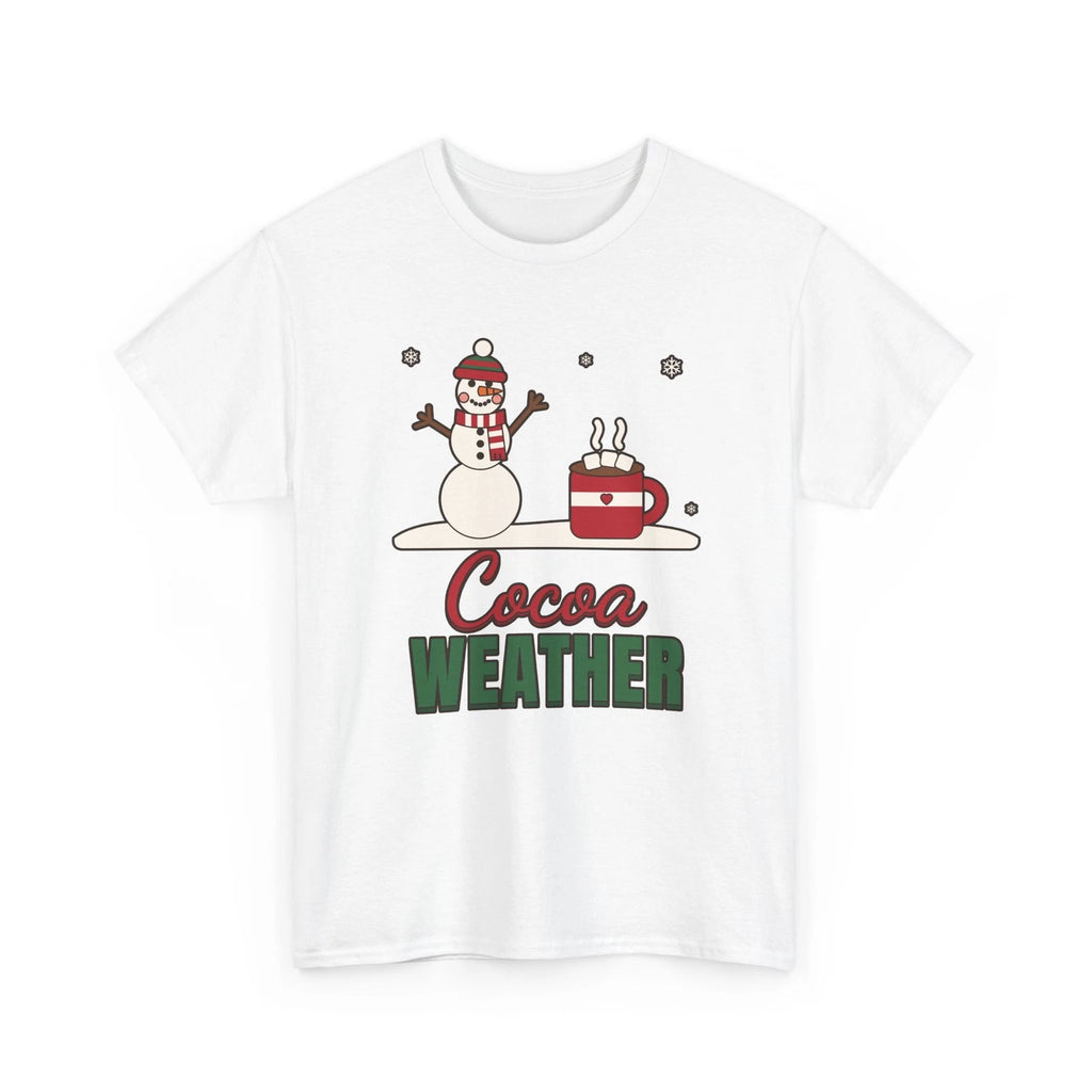 Cocoa Weather Snowman Christmas Shirt Cozy Winter Holiday Cute Tee Unisex Gildan