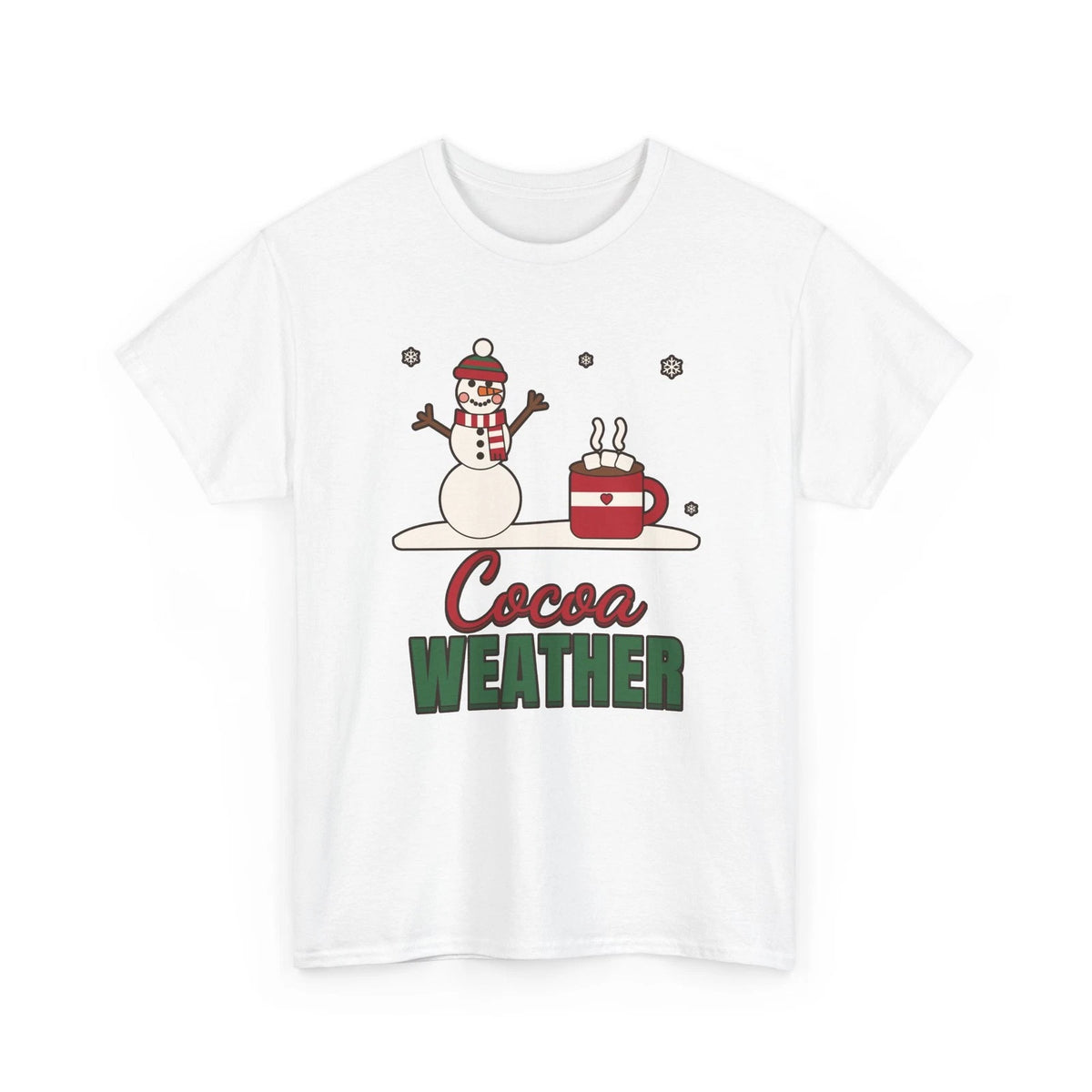 Cocoa Weather Snowman Christmas Shirt Cozy Winter Holiday Cute Tee Unisex Gildan