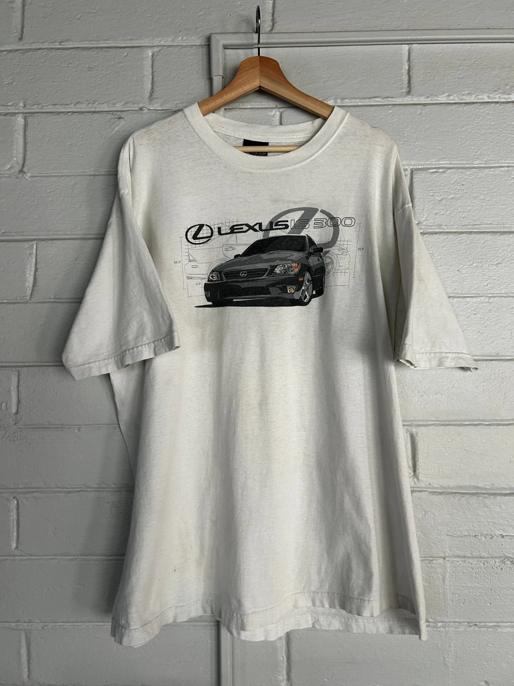 Rare! Vintage Y2K "Lexus IS300 "Blueprint Graphic T-Shirt JDM - White in Size XL