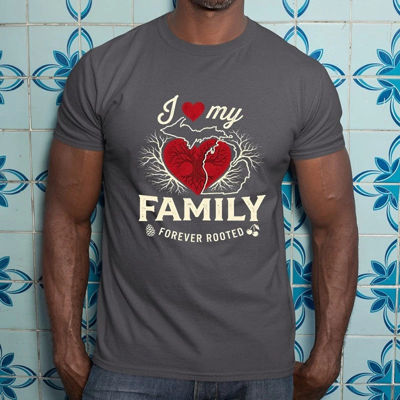 I Love My Family Forever Rooted Family Tree Heart Nature T-Shirt Gift