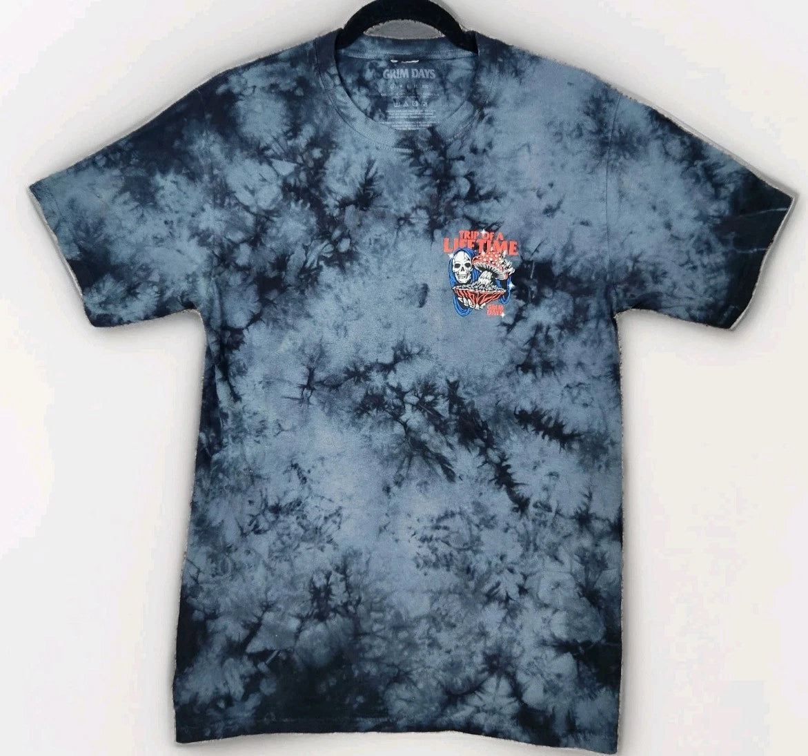 Grim Days Reaper T Shirt Mens S Magic Mushroom Shrooms Trip Of a Lifetime Gray