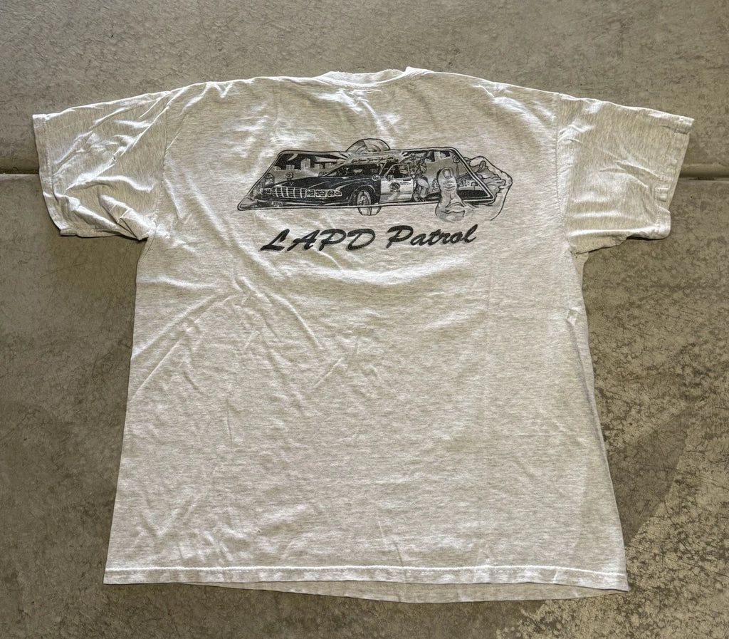Vintage 90’s LAPD Patrol Graphic Art Men’s Distressed T-shirt XL Gray Retro