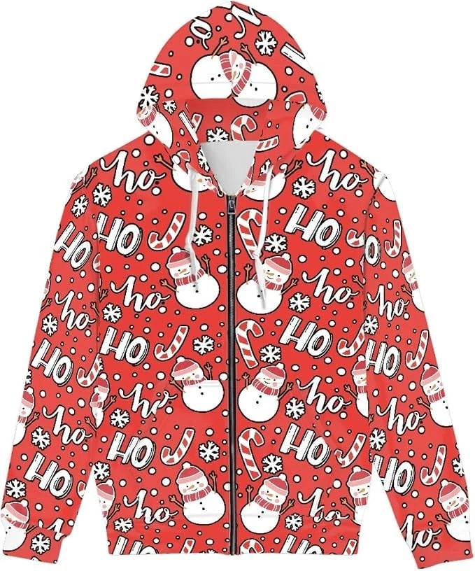 Ugly Christmas Zipper 3D Hoodie Xmas Long Sleeve HS1567