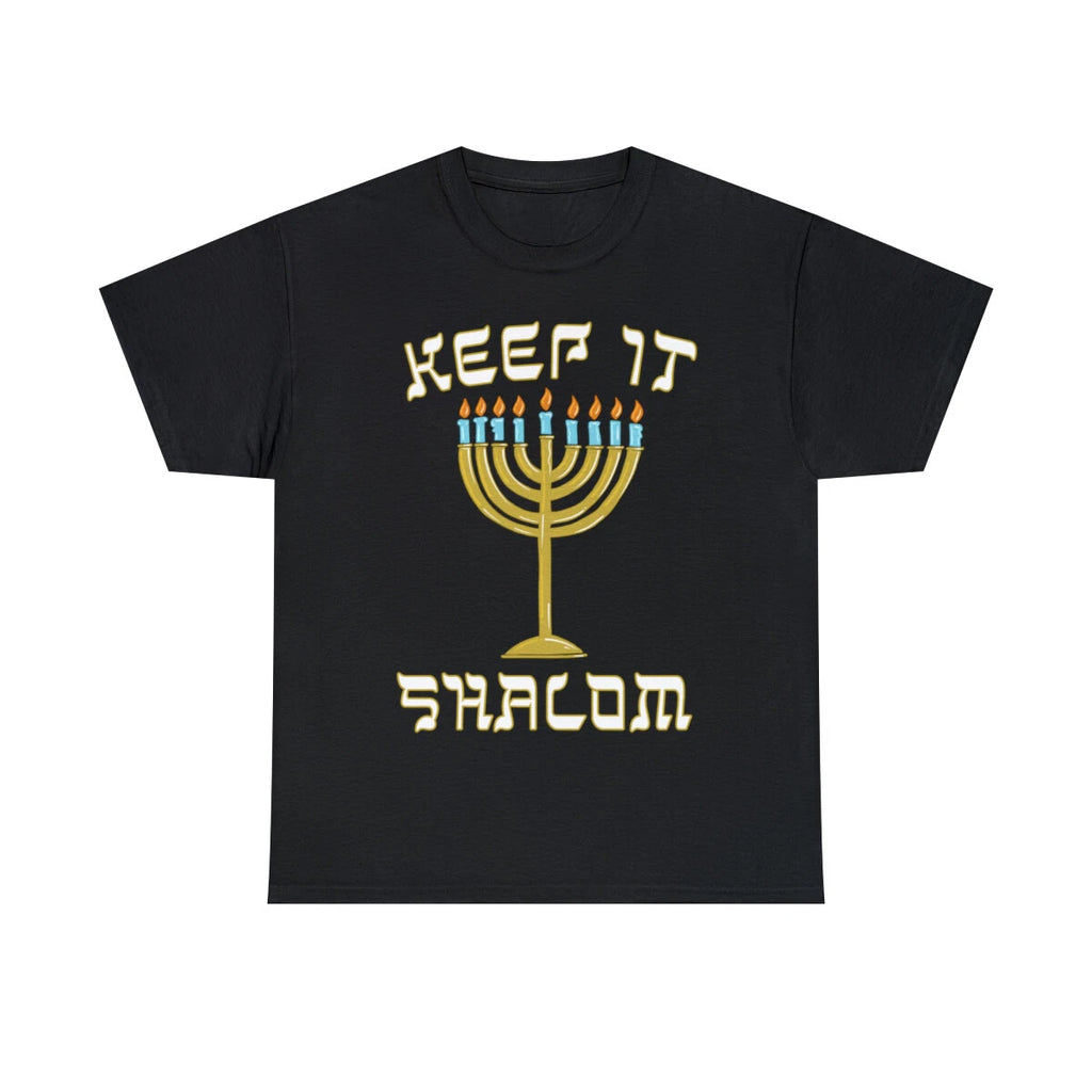 Keep Is Shalom Hanukkah Menorah Graphic Tee Shirt, S-5XL