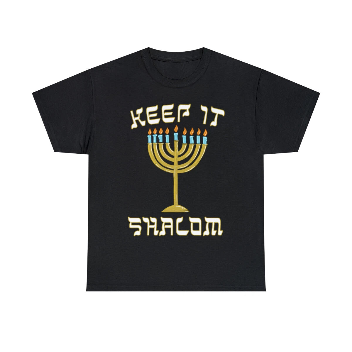 Keep Is Shalom Hanukkah Menorah Graphic Tee Shirt, S-5XL