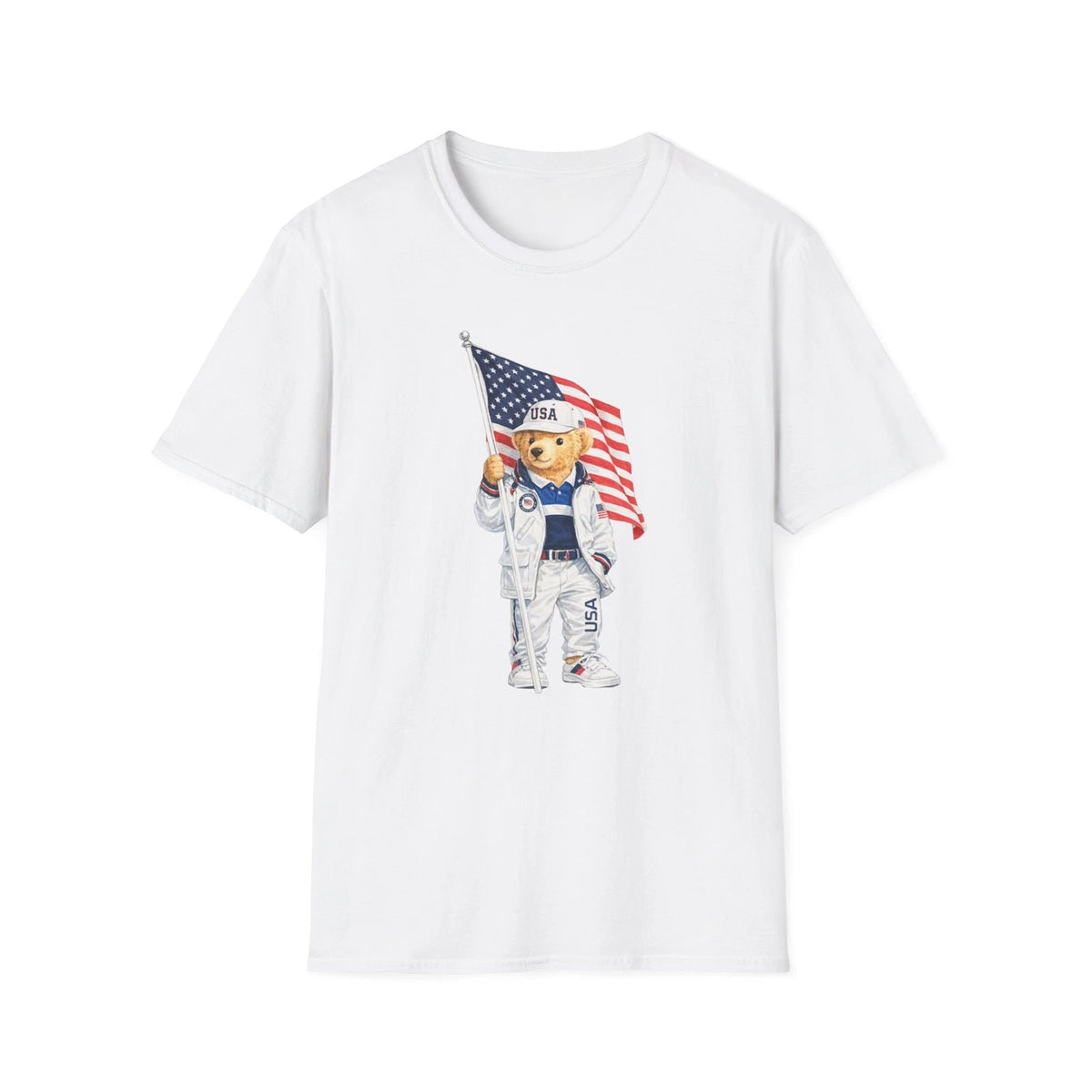 Polo Bear USA Flag Tshirt 4th of July Shirt Design Inspired Size S-XL