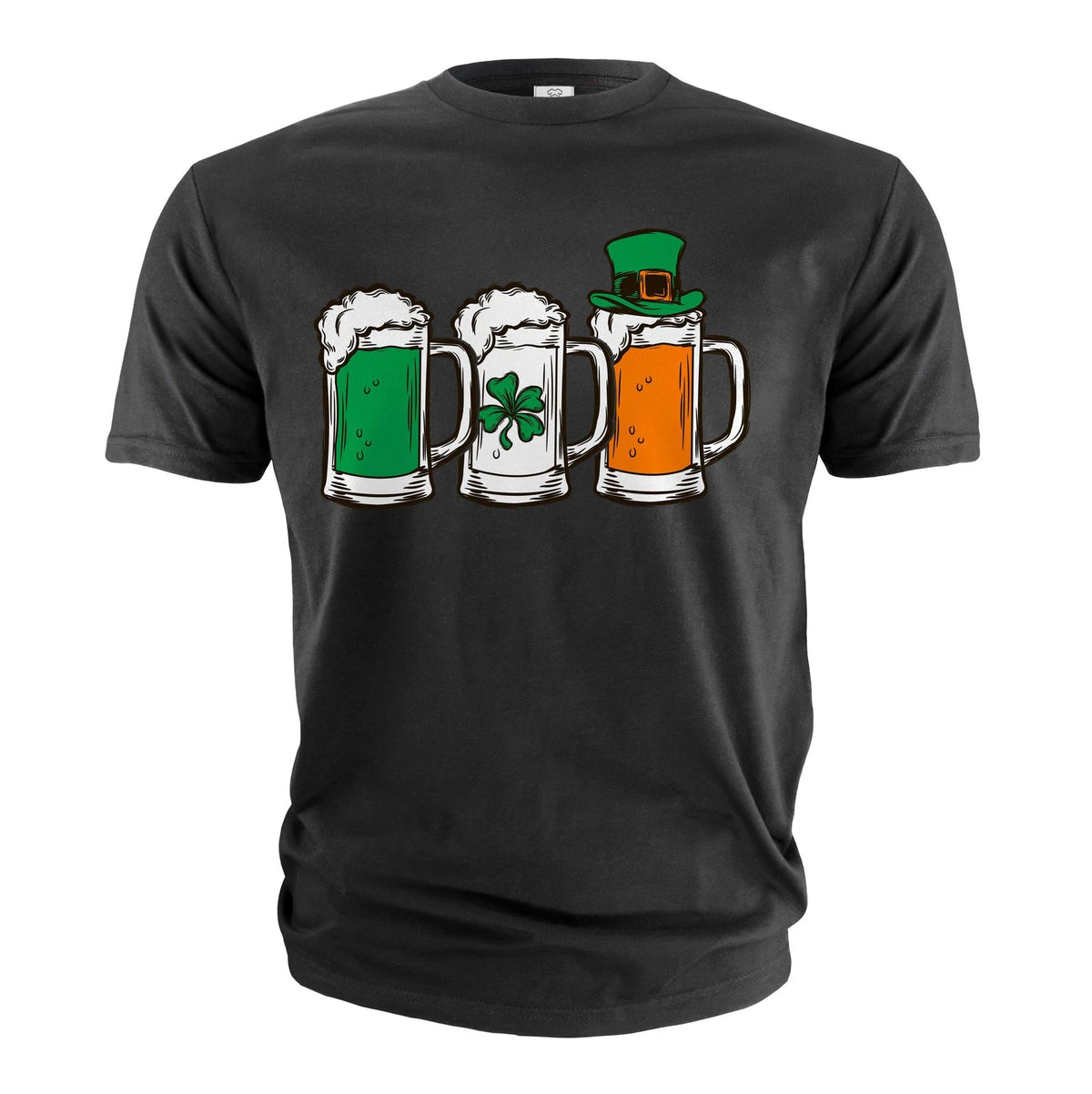 Men's Funny St Patrick's Day T-shirt beer Irish flag clover creative flag tee