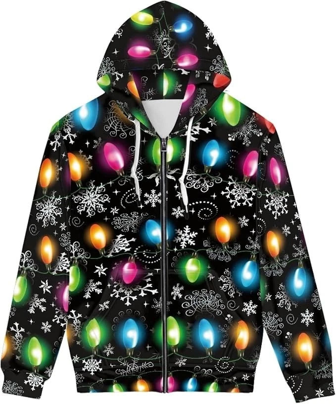 Ugly Christmas Zipper 3D Hoodie Xmas Long Sleeve HS1560