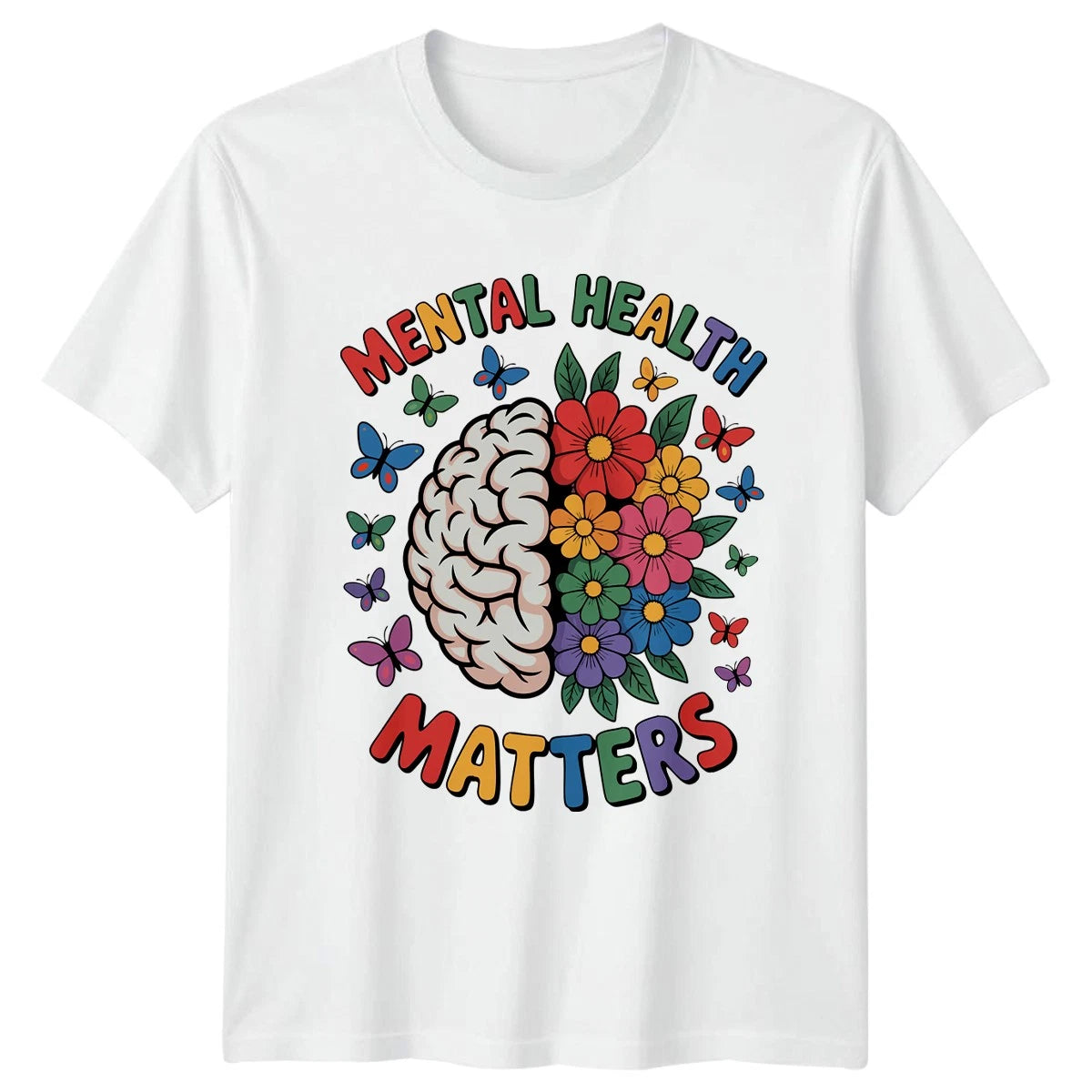 Mental Health Matters Womens T-Shirt Floral Art Mental Health Awareness