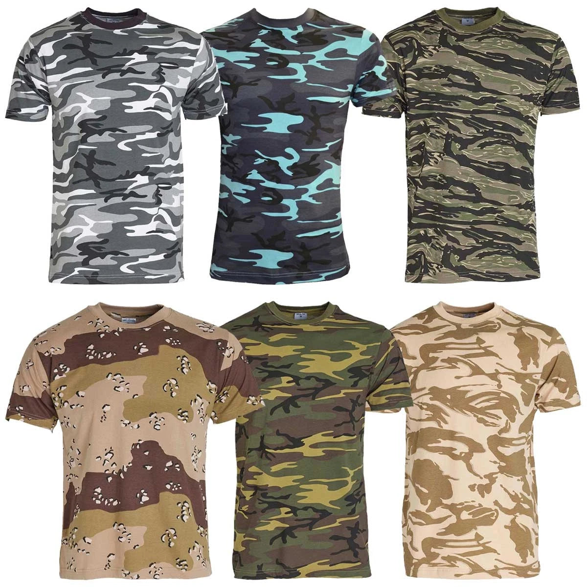 Mens Short Sleeved Camouflage T Shirt 100% Cotton US Army Military Combat