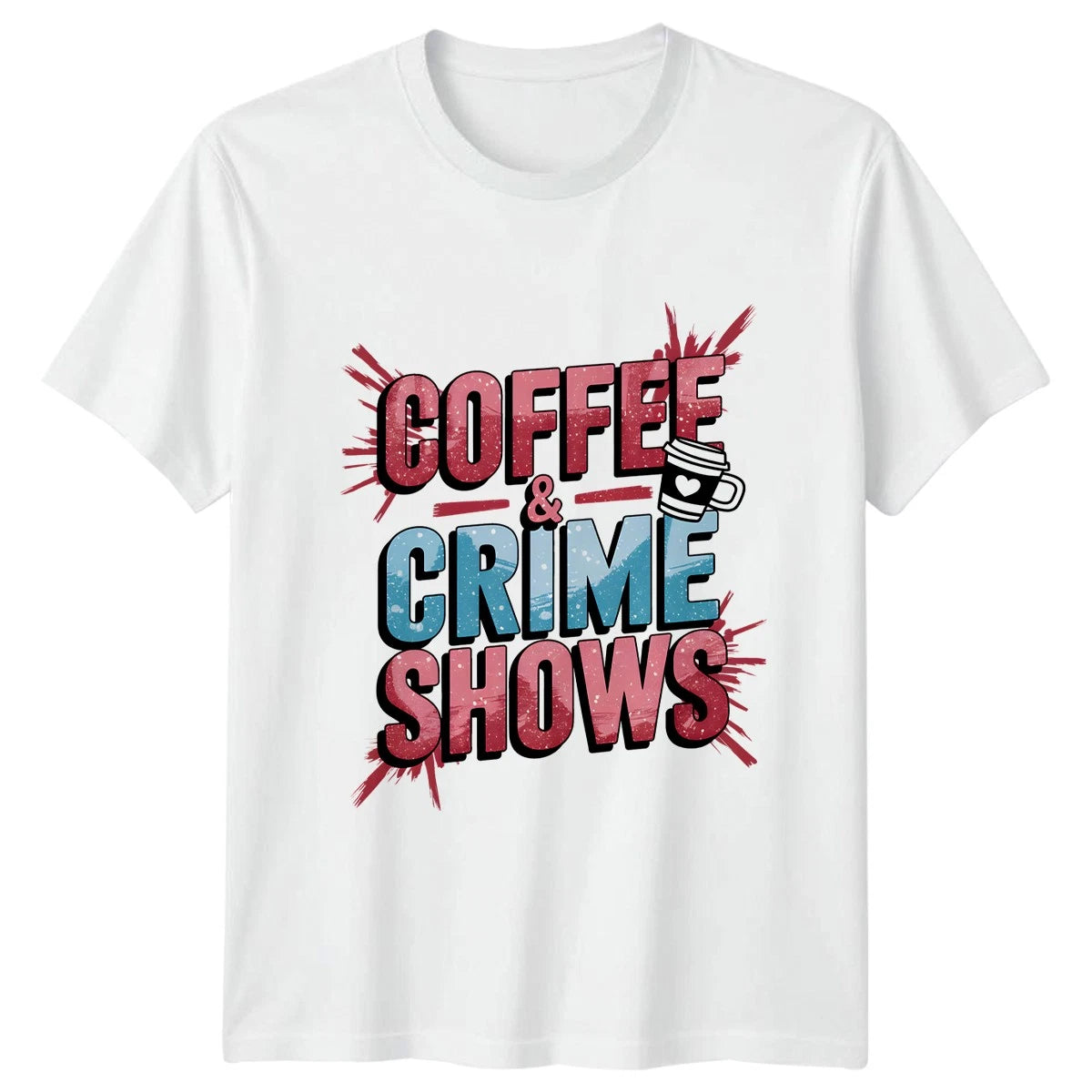 Coffee And Crime Shows T-Shirt Retro Distressed True Crime Coffee Lover Gift