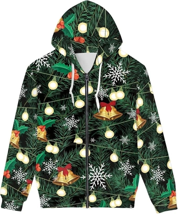 Ugly Christmas Zipper 3D Hoodie Xmas Long Sleeve HS1558