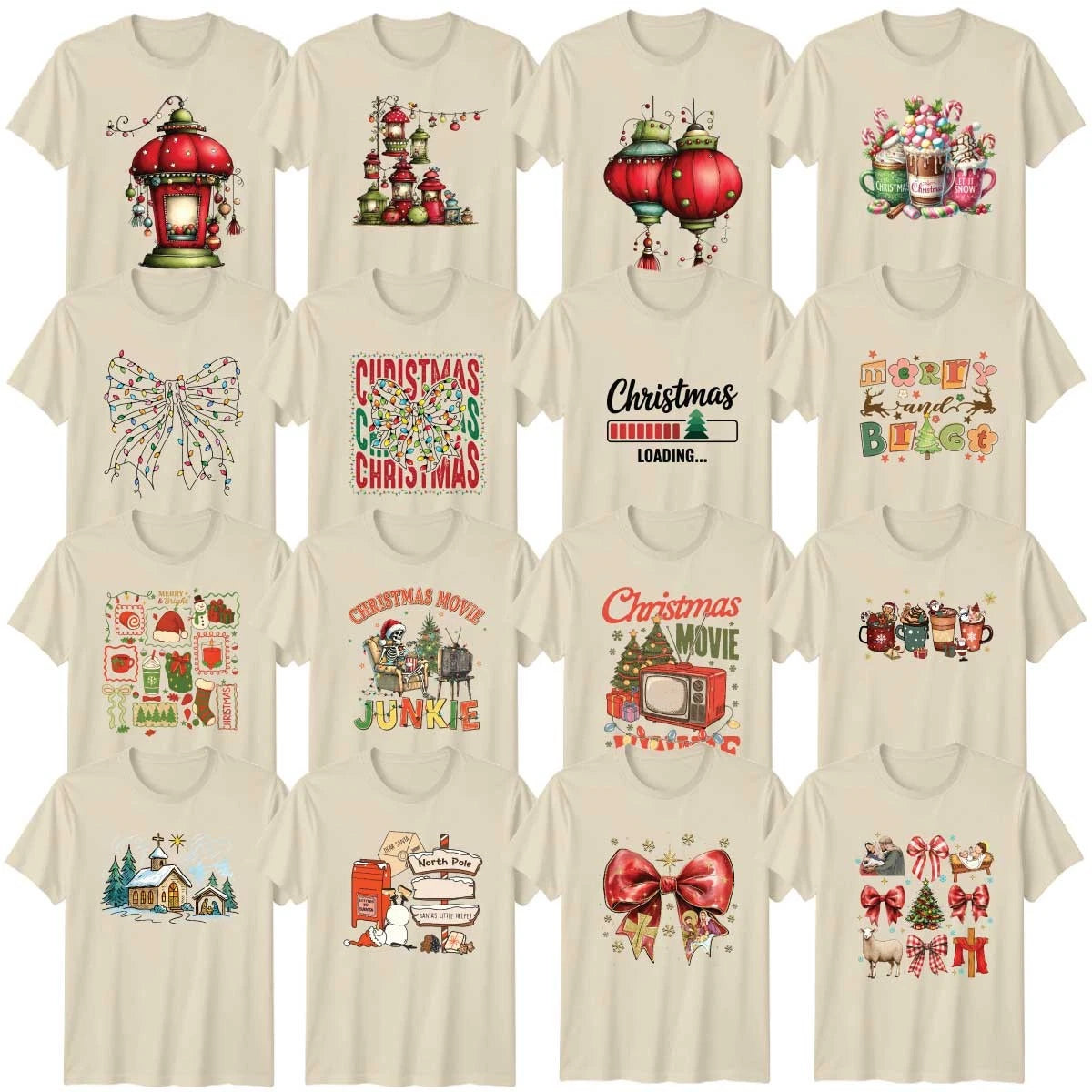 Christmas Adult T-Shirt Festive Winter Santa Bow Christmas Gift