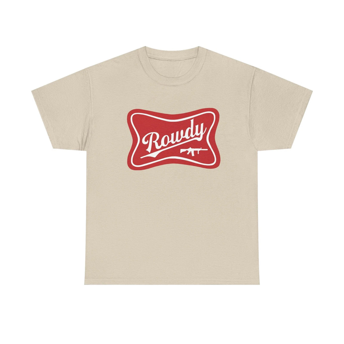 Mens Military Hunting Rowdy Retro Logo Tee | AR Rifle Red Badge