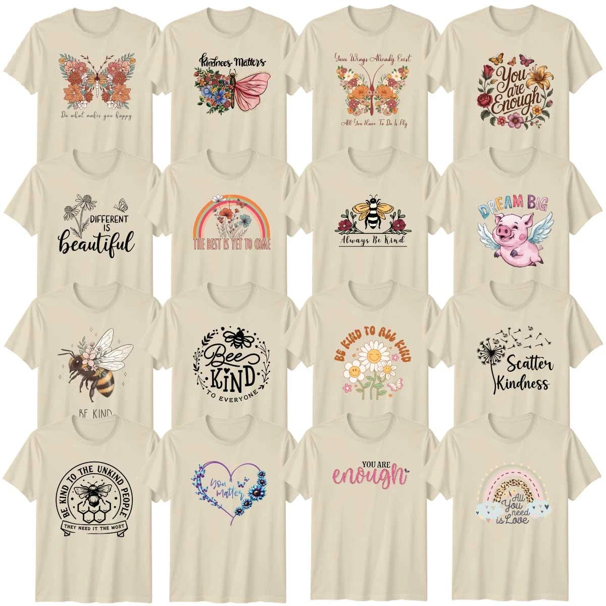Positive Vibes Butterfly And Bee Floral Adult T-Shirt Honey Positive Vibes Gift