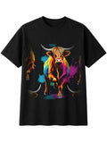 Highland Cow in Water Wildlife Mens T-Shirt Black 100% Cotton Birthday