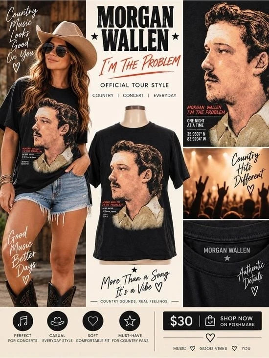 Morgan Wallen I’m The Problem Black Graphic Tee Country Music Concert Shirt