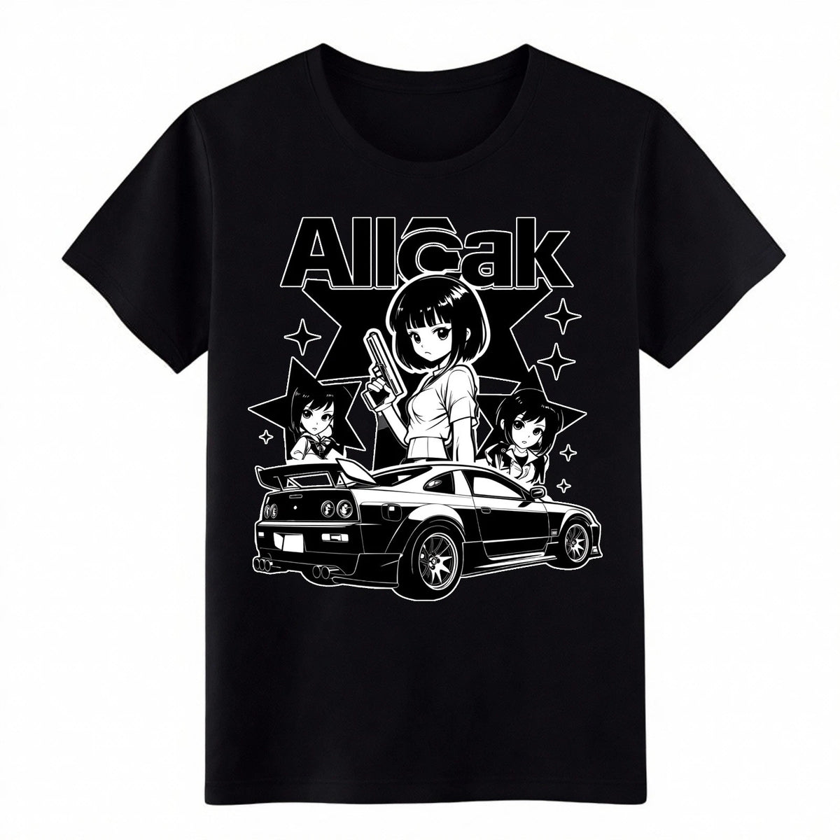 Anime JDM Girls T-Shirt - Allcak Street Racing Manga Graphic Tee
