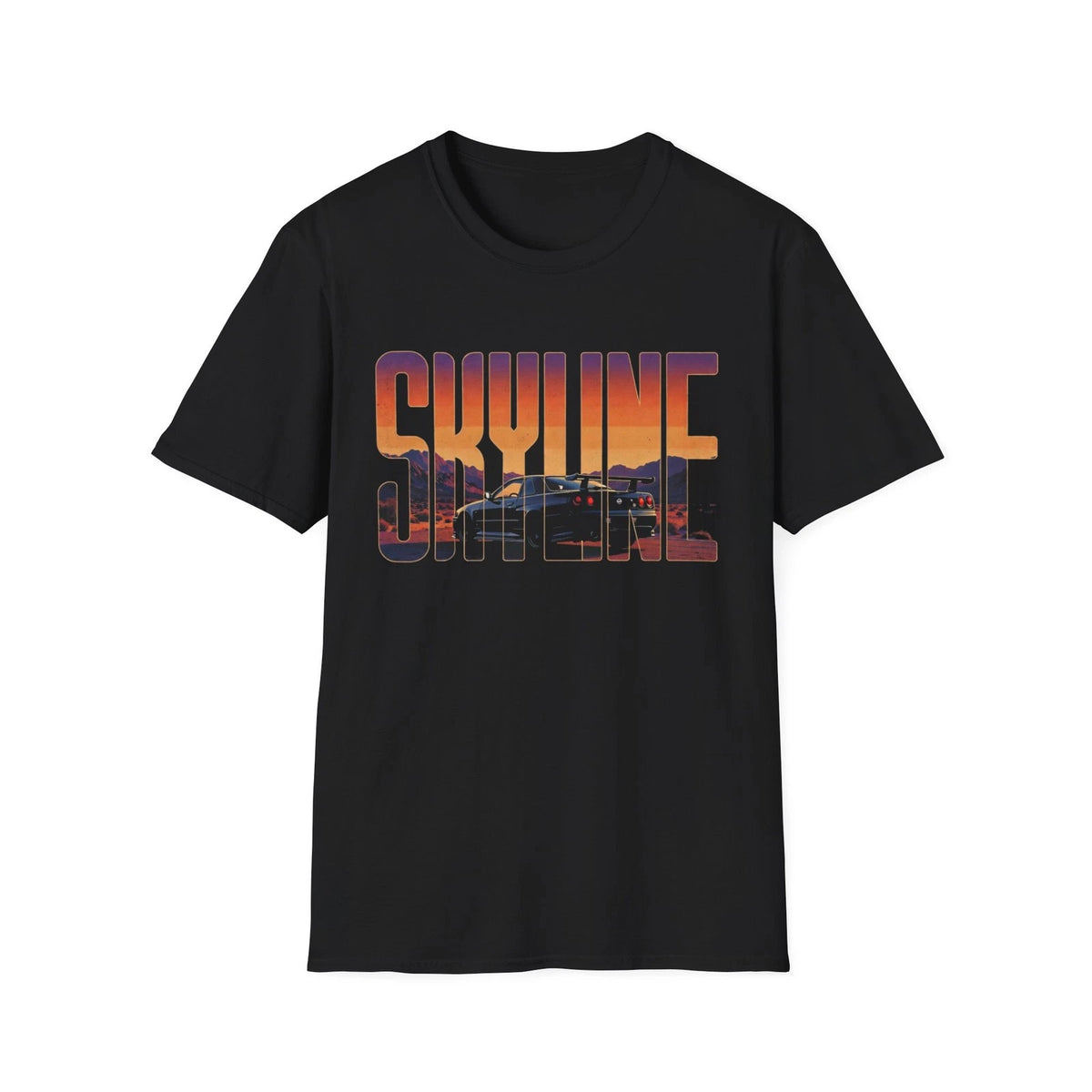 R34 Skyline Retro Sunset Car T-Shirt JDM Street Graphic GTR Tee