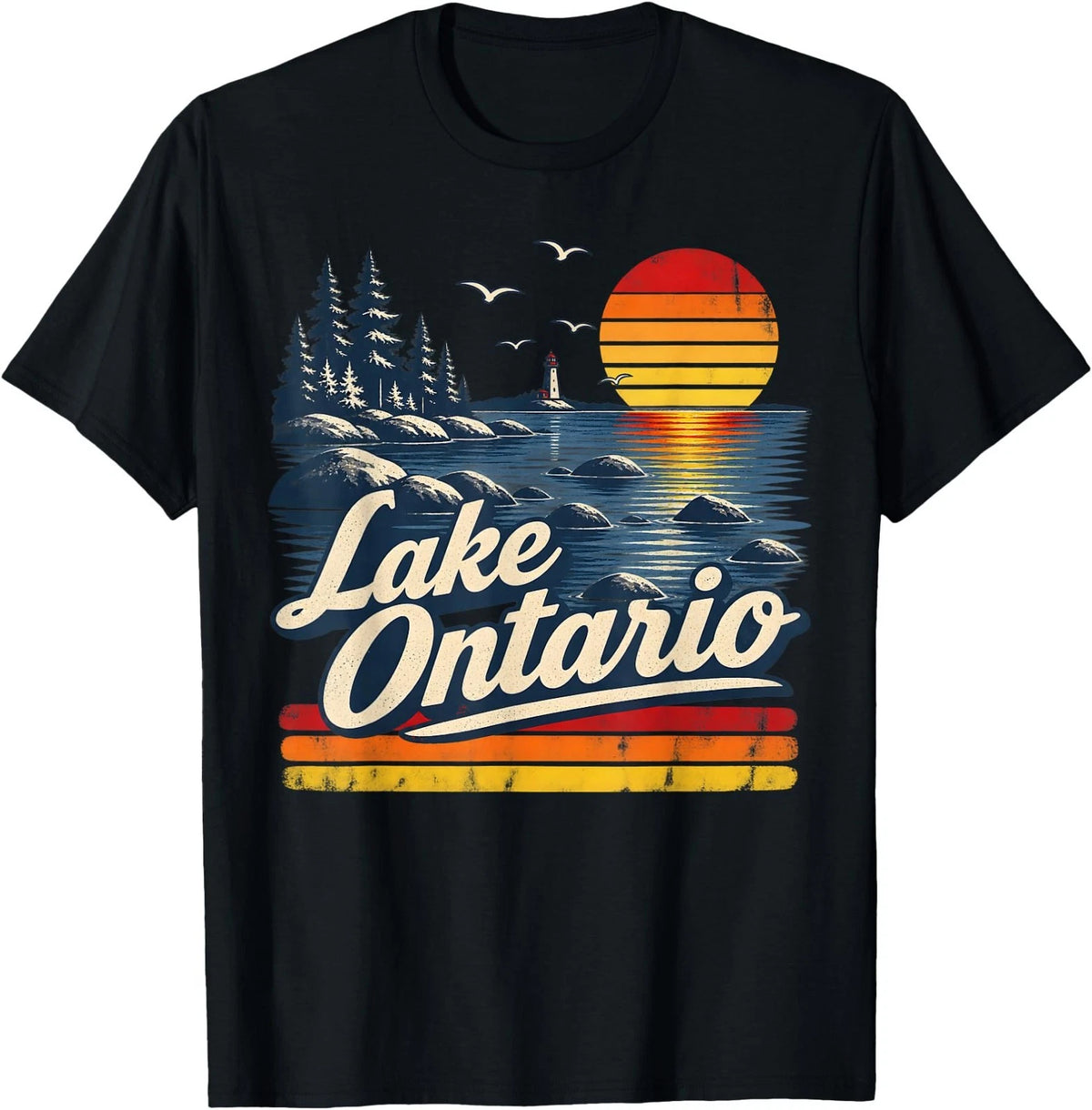 Retro Sunset Great Lakes Lake Ontario T-Shirt