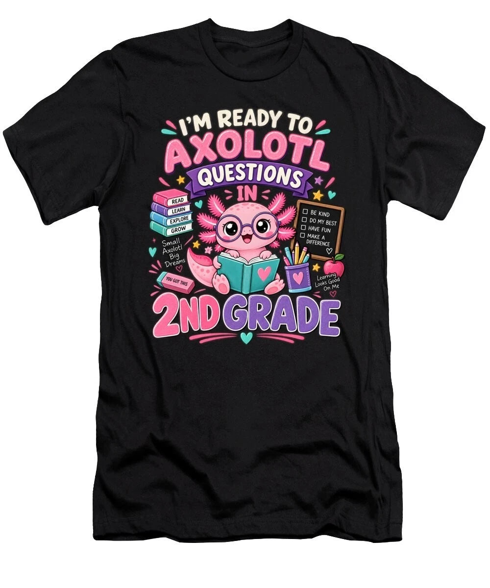 Axolotl 2nd Grade Shirt, Back to School Axolotl Tee, Elementary School Gift