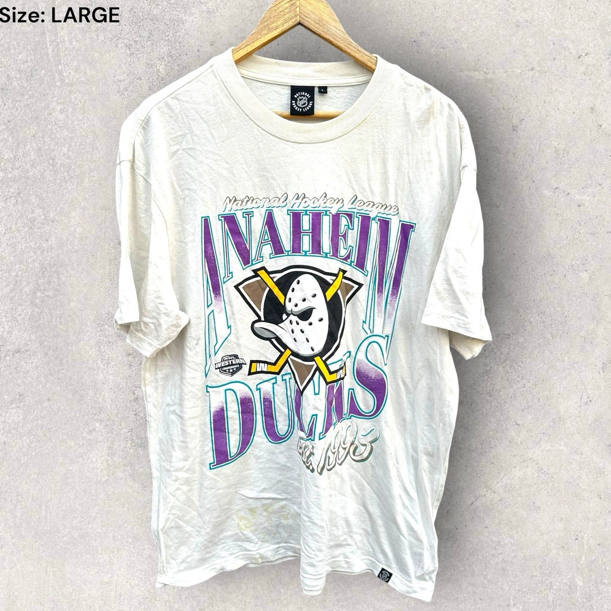 Anaheim Ducks NHL White Short Sleeve Shirt Mens Large