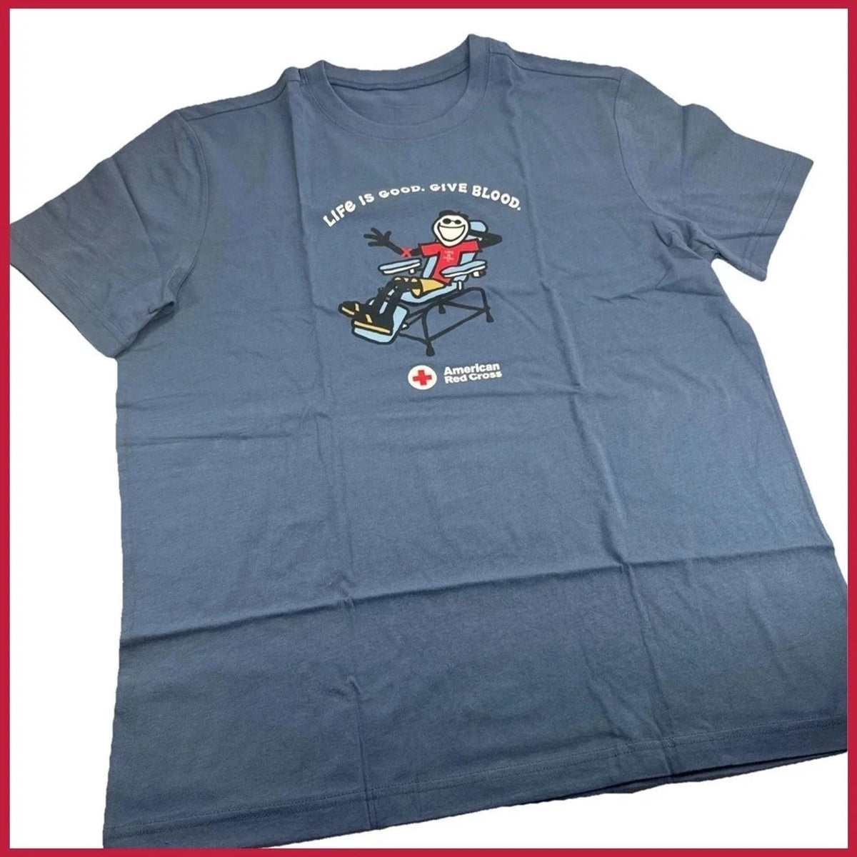 NEW 2026 - Life Is Good American Red Cross Give Blood Graphic T-Shirt
