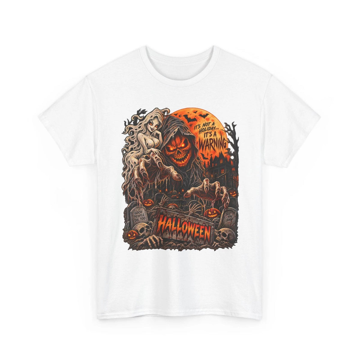 Scary Jack-o'-Lantern Graveyard Halloween Shirt | Pumpkin Horror Tee