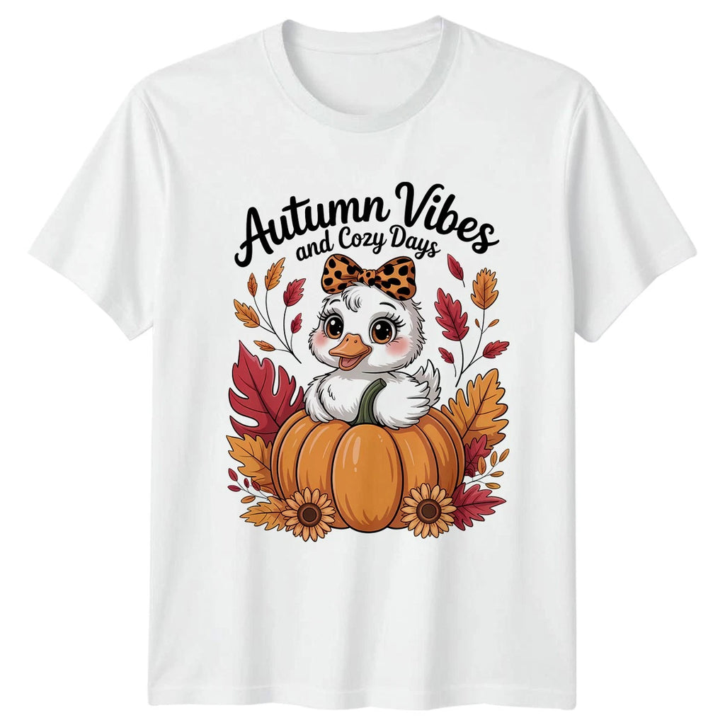 Autumn Vibes And Cozy Days Womens T-Shirt Fall Season Birthday Gift For Her