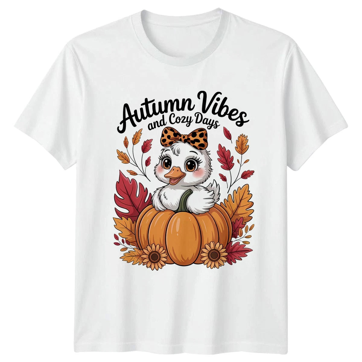 Autumn Vibes And Cozy Days Womens T-Shirt Fall Season Birthday Gift For Her