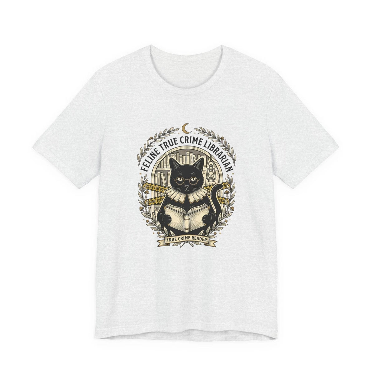 Black Cat Librarian Tee | Spooky Reader Dark Academia True Crime
