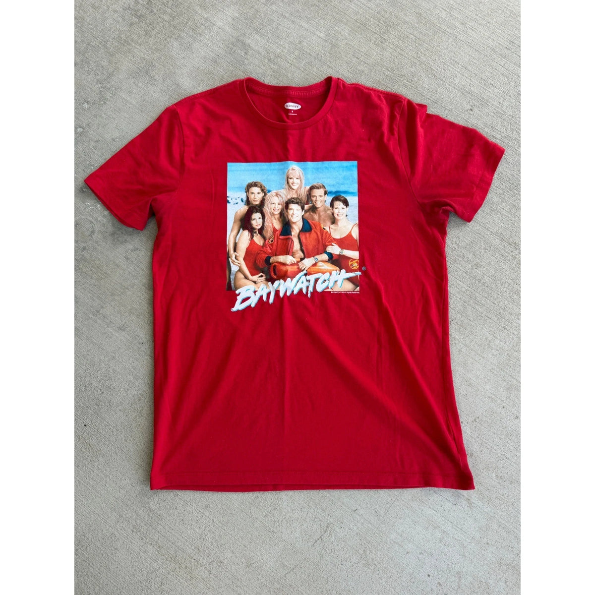 Baywatch Graphic Tee Mens M Robbie Red 90s TV Show Nostalgia Retro