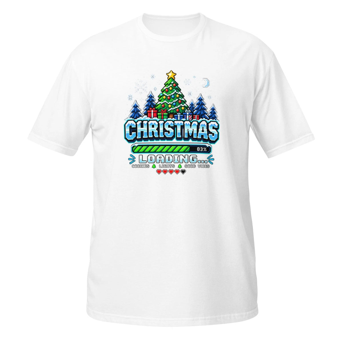 Christmas Loading 83% Funny Gamer T-Shirt Retro Pixel Art Video Game Holiday