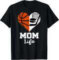 Mom Life Heart Funny Basketball Hockey Mom T-Shirt