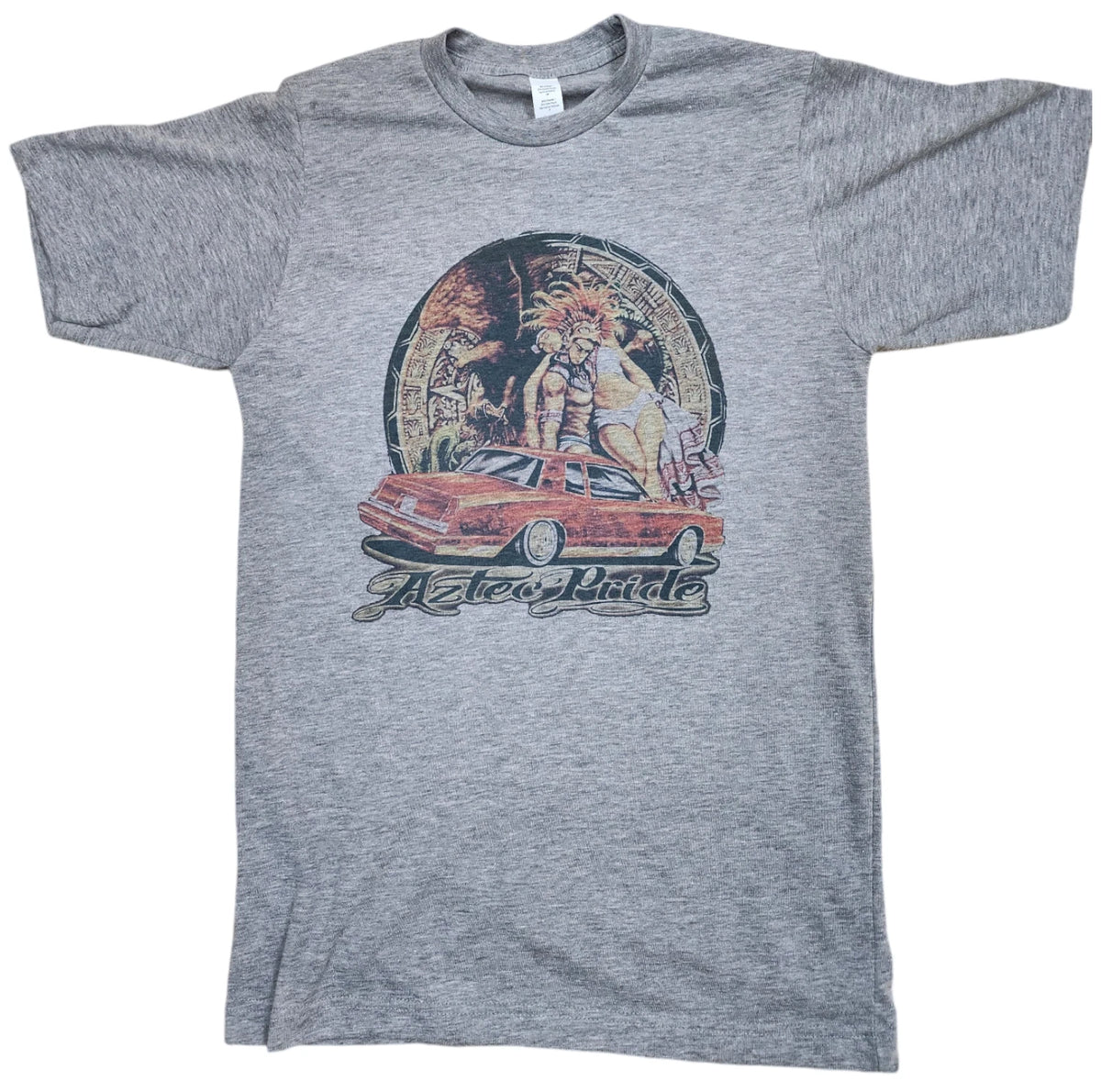Aztec Pride men's T-shirt color gray Chicano Mexican California Style Chevy