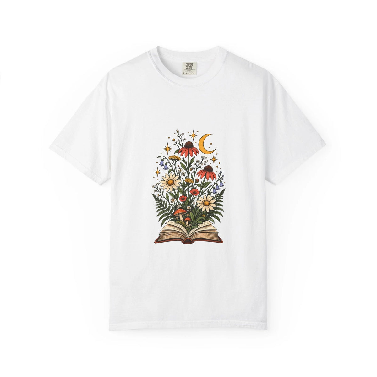 Botanical Book Lover Shirt Comfort Colors Wildflower Reading Tee Reader Gift