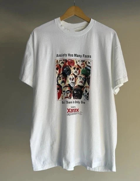 Vintage REPRINT Anxiety Has Many Faces Xanax Promo Tee Shirt