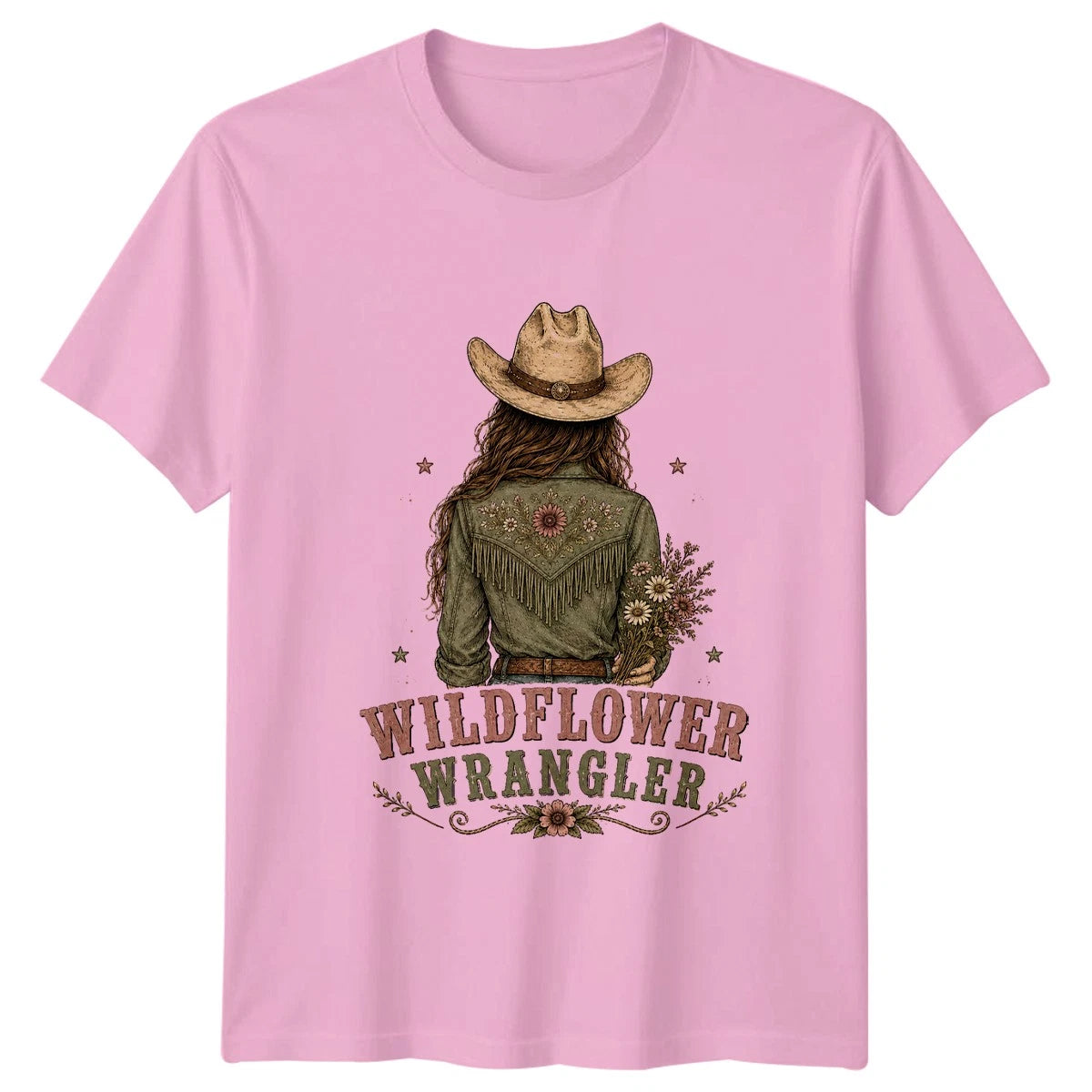 Wildflower Wrangler Womens T-Shirt Vintage Retro Western Floral Cowgirl Gift