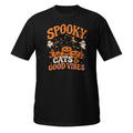 Black Cat Halloween Shirt Spooky Cats Good Vibes Pumpkin Graphic Tee