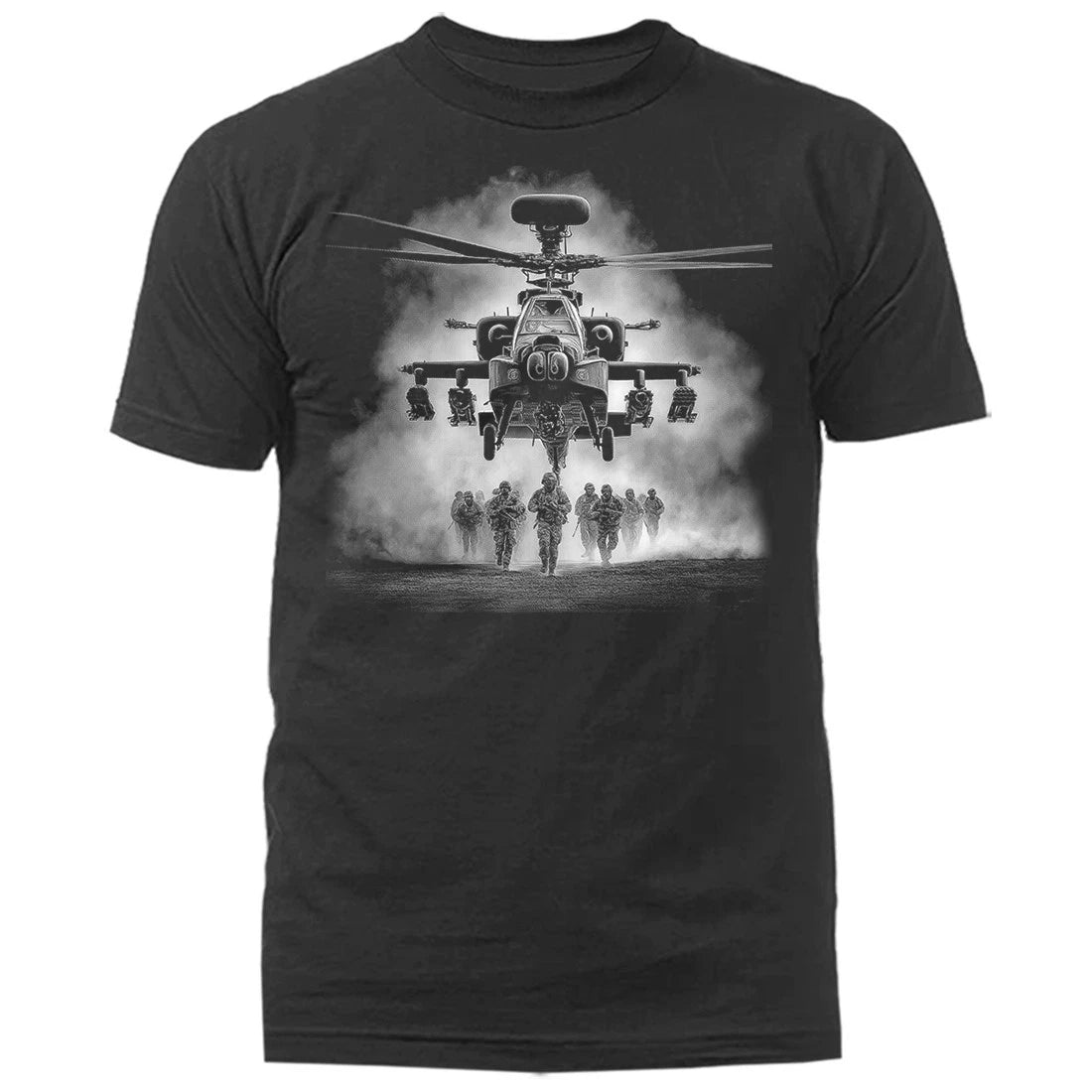 Apache Helicopter Army Soldier Combat Military Patriotic Veteran T-shirt
