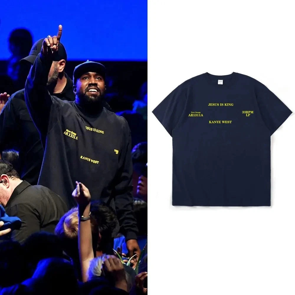 Kanye West Jesus Is King Vintage Harajuku Cotton T-Shirt Streetwear Men Women