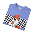 Comfort Colors Checkerboard Ghost Pumpkin T-shirt | Halloween Orange