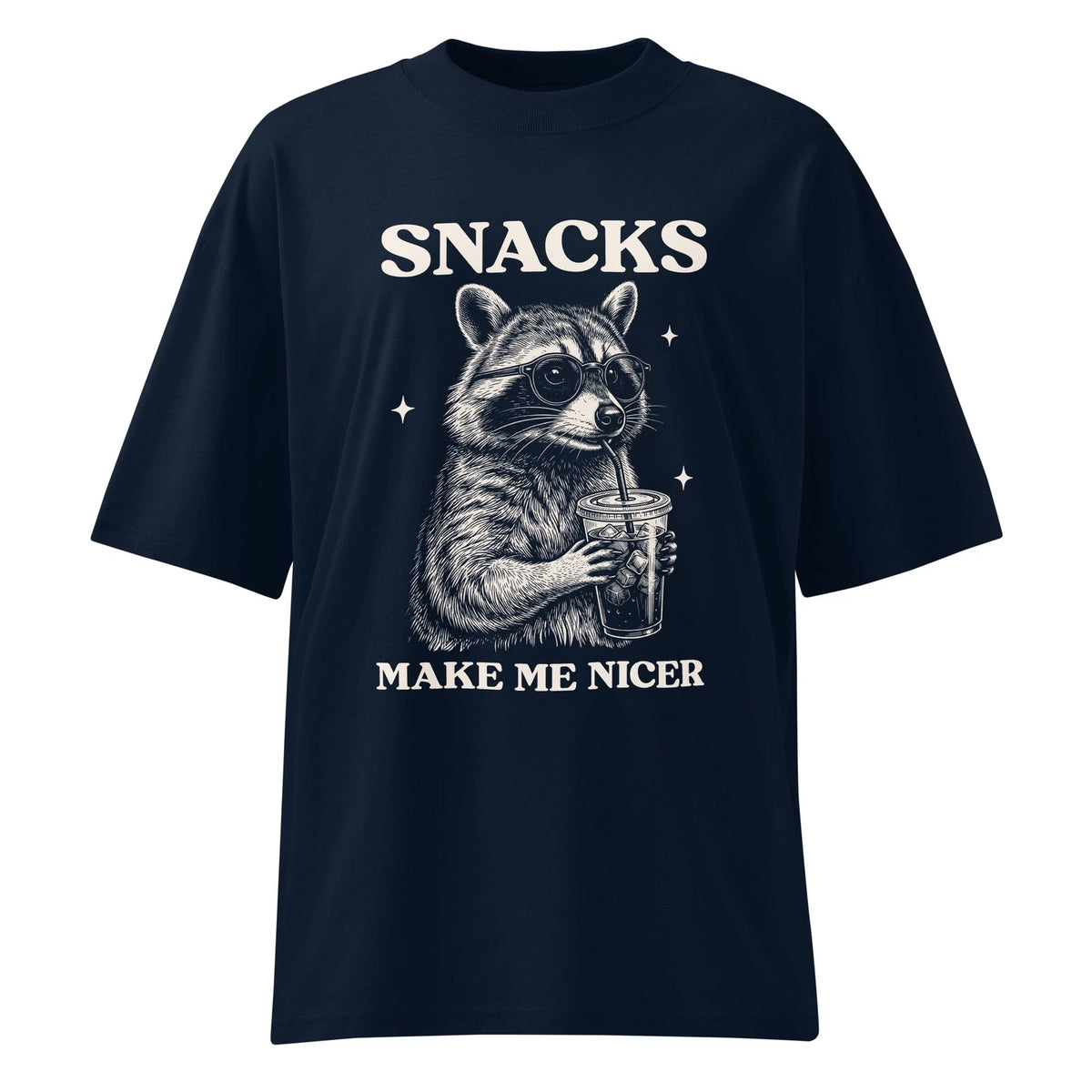 Oversized Unisex Organic Cotton T-Shirt Funny Raccoon Animal Graphic Top