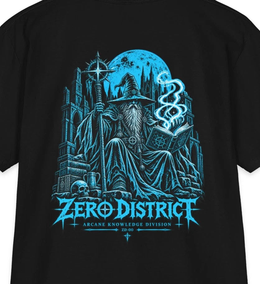 Wizard Dark Fantasy Heavyweight Graphic T-Shirt RPG Gamer Black Tee