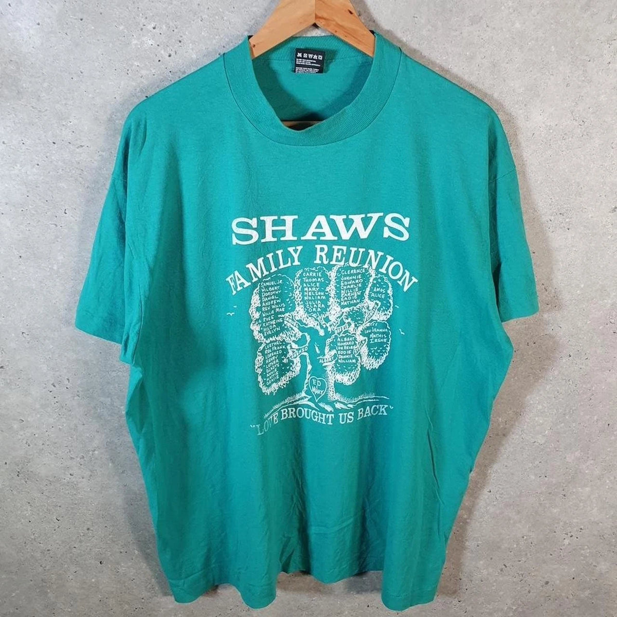 Vintage Fruit Of The Loom Shaws Family Reunion 90s USA T Shirt Men’s XL Blue