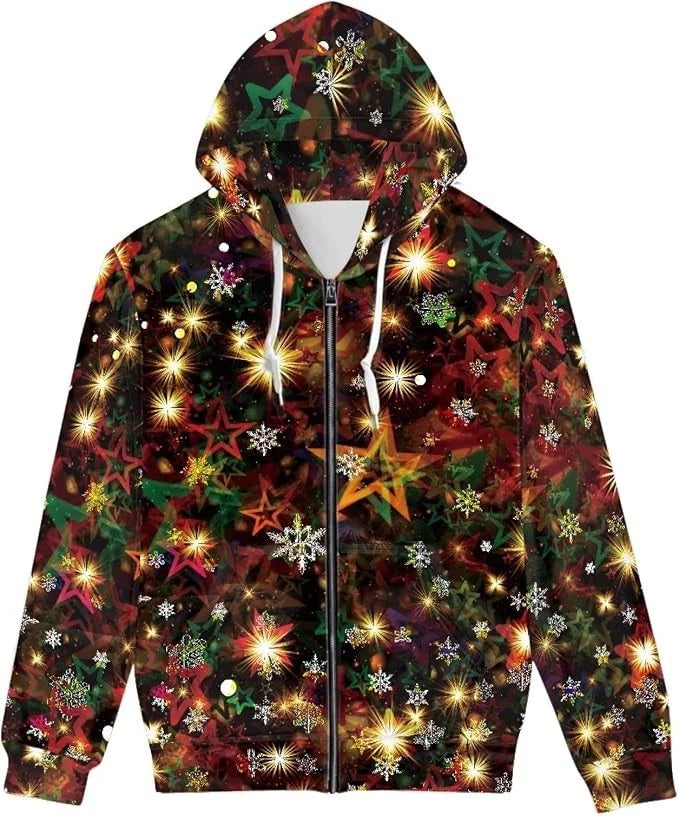 Ugly Christmas Zipper 3D Hoodie Xmas Long Sleeve HS1554